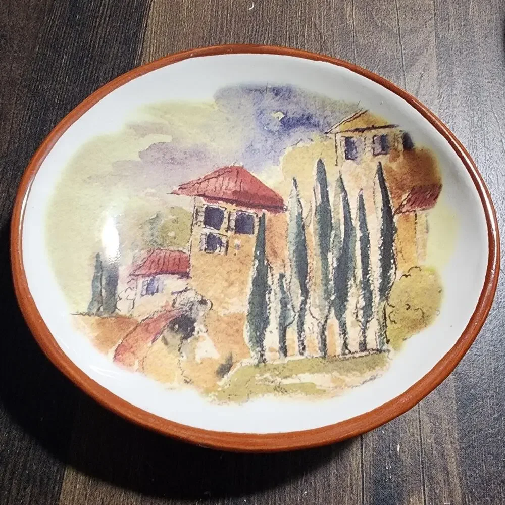 Williams Sonoma Tuscan Landscape Dipping Bowls Oval Set of 3 Small Plates